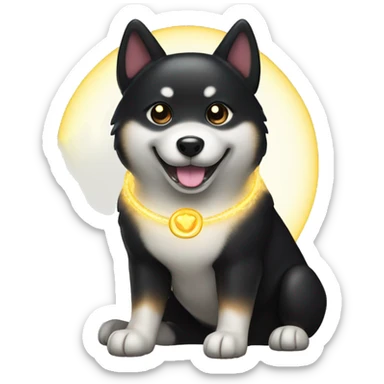 Black Shiba Inu smiling face with halo sticker