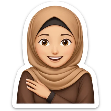 Hijabi crossing arms on neck and laughing  sticker