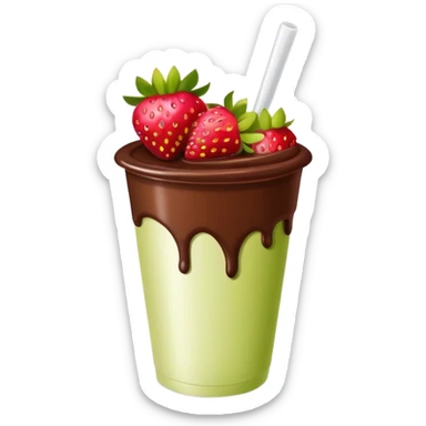 Chocolate covered strawberries with pistachio in a plastic cup sticker