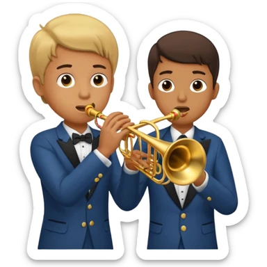 Boy with trumpet aruguing with boy with trombone sticker
