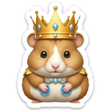 Hamster wearing a crown sticker