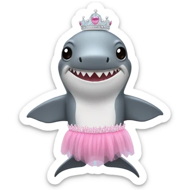 Shark with a pink tutu and tiara  sticker