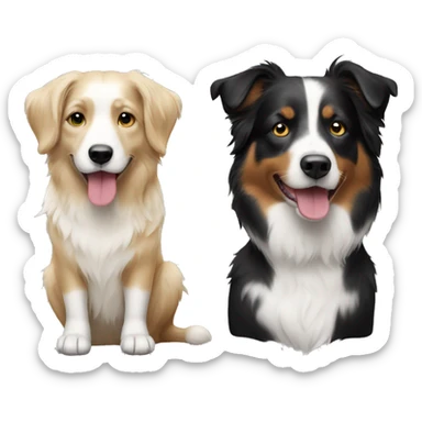 Blonde girl and black and white Australian shepherd sticker