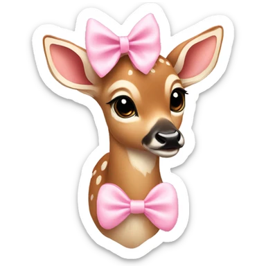 Fawn with a baby pink bow sticker