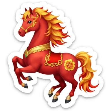 red fire horse emojis for chinese new year sticker