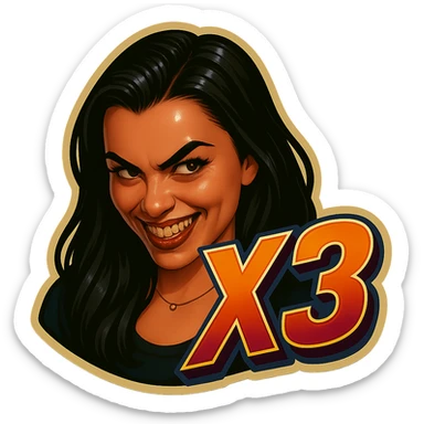 grin EVIL LOOk , Make it say "X3"" sticker