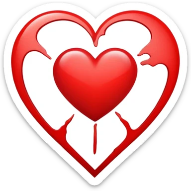 red heart split cleanly in the middle sticker