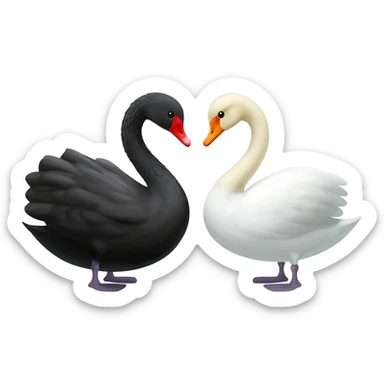 Black swan and white swan love swan looking to each othe sticker