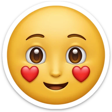 Emoji of a round yellow face with heart eyes, iPhone emoji style. Flat design, smooth gradients, rounded edges, soft shadows, clean look, white background sticker