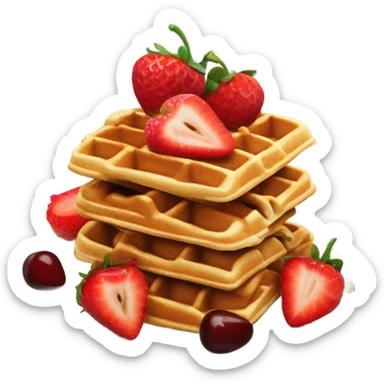 waffles with strawberries and cherries sticker
