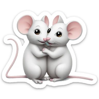 Two mouses cuddling eachother  sticker
