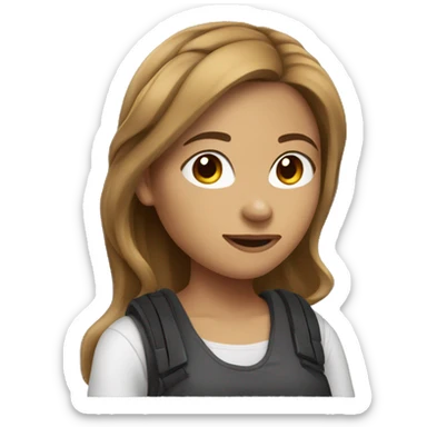 a gamer girl (light skin with brown hair) playing on computer  sticker