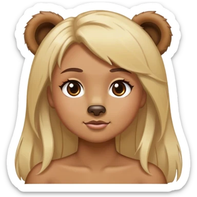Bear with girl with blonde highlights hair  sticker