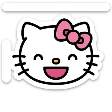 happy Hello Kitty emoticon, pink and white girly aesthetic, icon style sticker
