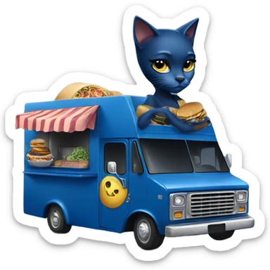 Dark blue Catgirl’s lowrider food truck  sticker