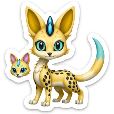 Meloetta-Sergal-Serval-Toothless-Cresselia-Palkia-Stitch-Fakémon-creature-hybrid sticker