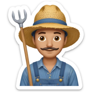 Farmer man – Straw hat, hoe on shoulder
 sticker