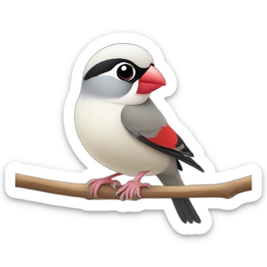 cute Java sparrow cartoon white sticker