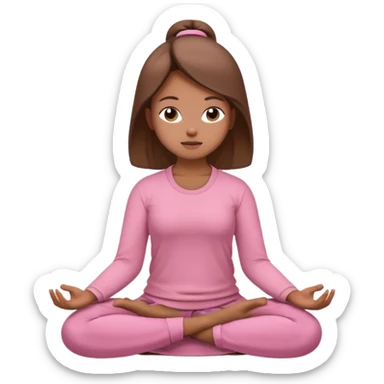 girls meditating dressing pink and brown clothers sticker
