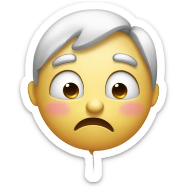 weary face with scratches drooling inhaling helium from balloon sticker