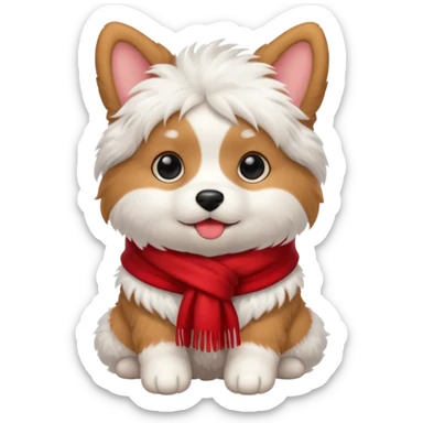 baby dog wears red scarf  sticker