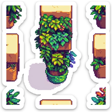 a bush, blocky and colorful sticker