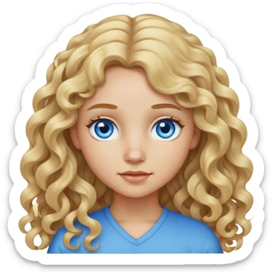 Girl with Long curly middle blond Hair Blue eye and light Skin  sticker