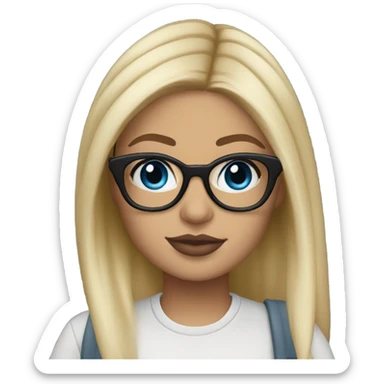 blonde kylie jenner with blue eyes and glasses  sticker