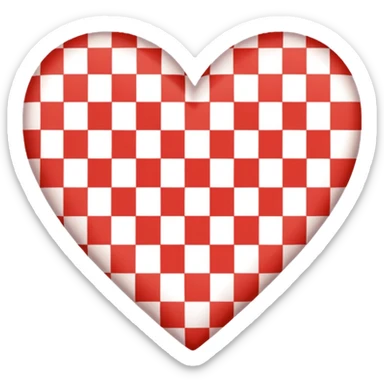 Red gingham heart flat sticker