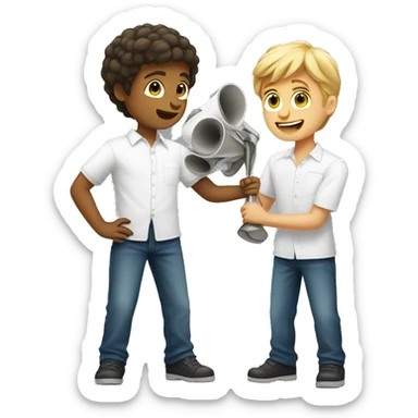 boys in white shirts holding melophones sticker
