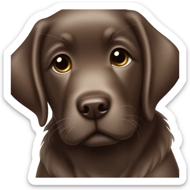 Chocolate labrador adorable cuddly puppy with small white patch of fur on chest and blue small collar sticker