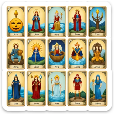 tarot card images include major 22pcs, minor 55pcs sticker