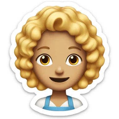 A girl with curl blonde hair cook a pizza sticker