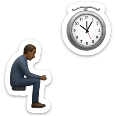 man watching his clock while waiting sticker
