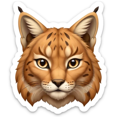 A high-resolution photo-realistic digital illustration of a majestic lynx, chest upward A high-resolution, photo-realistic digital illustration of a majestic young Eurasian lynx, shown from the shoulder upwards with markings sticker
