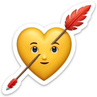 Hazme el corazón amarillo con una flechazo de arco sticker