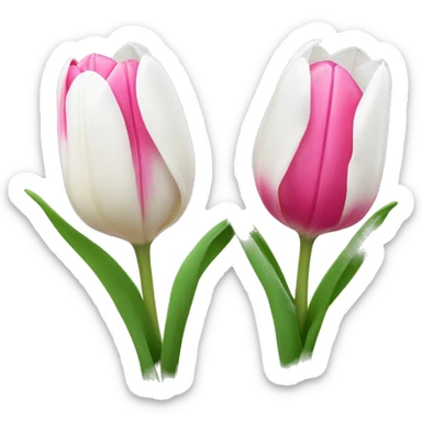 white and pink tulips  sticker