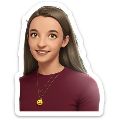 smiling girl by christmas tree sticker