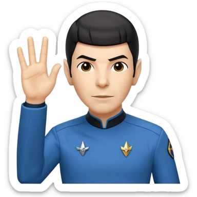 Spock with the Vulcan salute with Starfleet blue uniform (Star Trek) no green face sticker
