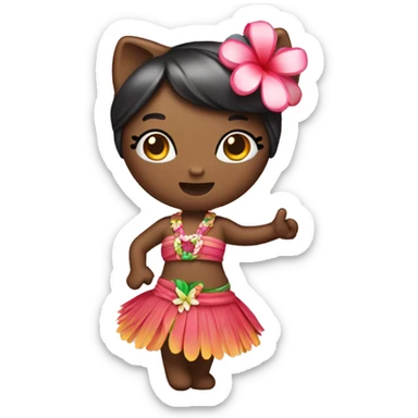 hello kitty dressed as hula dancer sticker