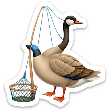 Canadian Goose Fishing with a net sticker