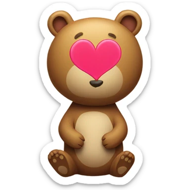 Bear with thought bubble next to head with a bunny inside and hearts sticker