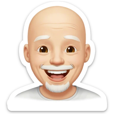 Bald man with white goatee , laughing with tears sticker