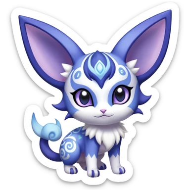 Shiny Exotic Cute Adorable Majestic Espeon-Meowstic-Hybrid-Creature with pattern-markings sticker