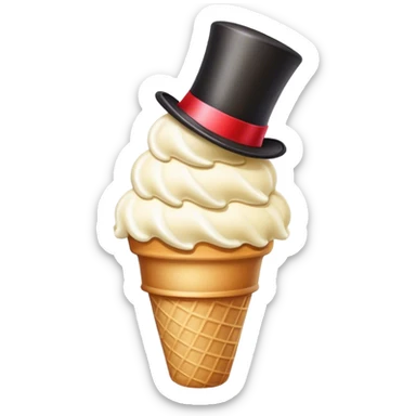 Ice cream cone with a top hat sticker