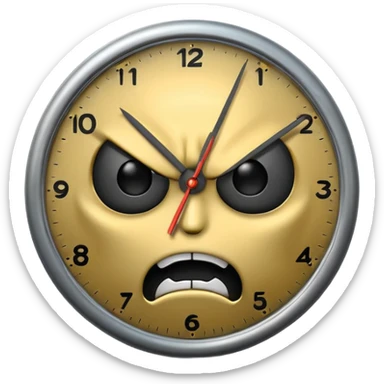 revenge time emoji, clock with angry face, dramatic sticker