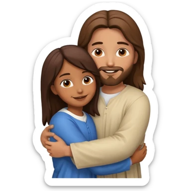 Jesus hugs a brown girl sticker