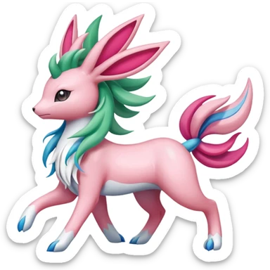 Shaymin-Sylveon-Suicune-Milotic-Amaura-Pokémon-Fakémon-fusion, full body sticker