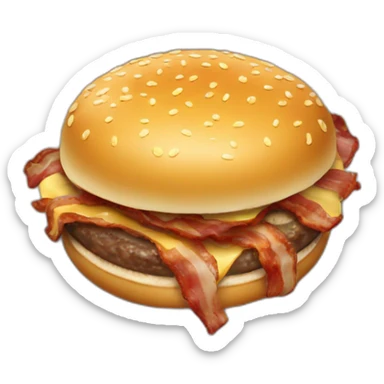 Burger with bacon sticker