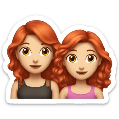 two--girls best friends brown hair and red hair sticker